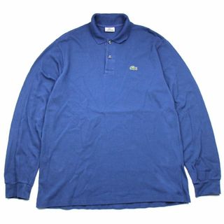 ラコステ(LACOSTE)の90s LACOSTEラコステ ワンポイント コットン 鹿の子 長袖ポロシャツ 濃青 5★76 オールド ビンテージ フレンチ ユーロ ヨーロッパ(ポロシャツ)