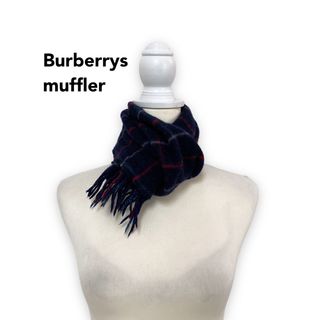 バーバリー(BURBERRY)のBurberrys バーバリーズ　マフラー　ストール　ノバチェック　ウール　濃紺(マフラー/ショール)