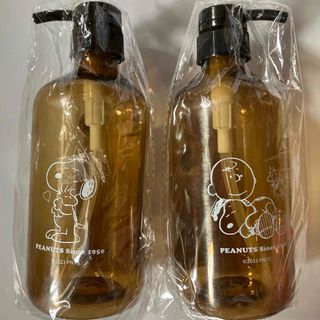 スヌーピー(SNOOPY)の新品未使用 2本セット スヌーピー 600ml ポンプボトル 色クリアブラウン(日用品/生活雑貨)