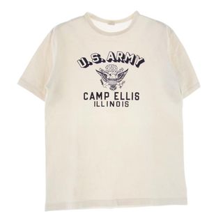 ウエアハウス(WAREHOUSE)のWAREHOUSE ウエアハウス Ｔシャツ US ARMY CAMP ELLIS フロッキー プリント Tシャツ ホワイト系 M【中古】(シャツ)