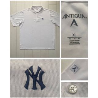 メジャーリーグベースボール(MLB)の美品 antigua mlb newyork yankees white XXL(ポロシャツ)