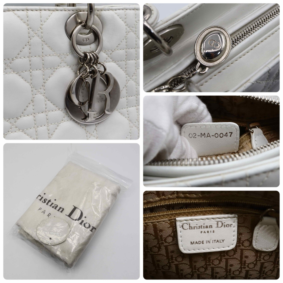 Christian Dior(クリスチャンディオール)の美品！クリスチャン　ディオール　レザー　カナージュ　2wayバッグ　ホワイト レディースのバッグ(ハンドバッグ)の商品写真
