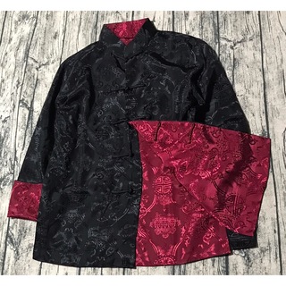 チャイナシャツ リバーシブル 黒×赤 L相当サイズ(シャツ)