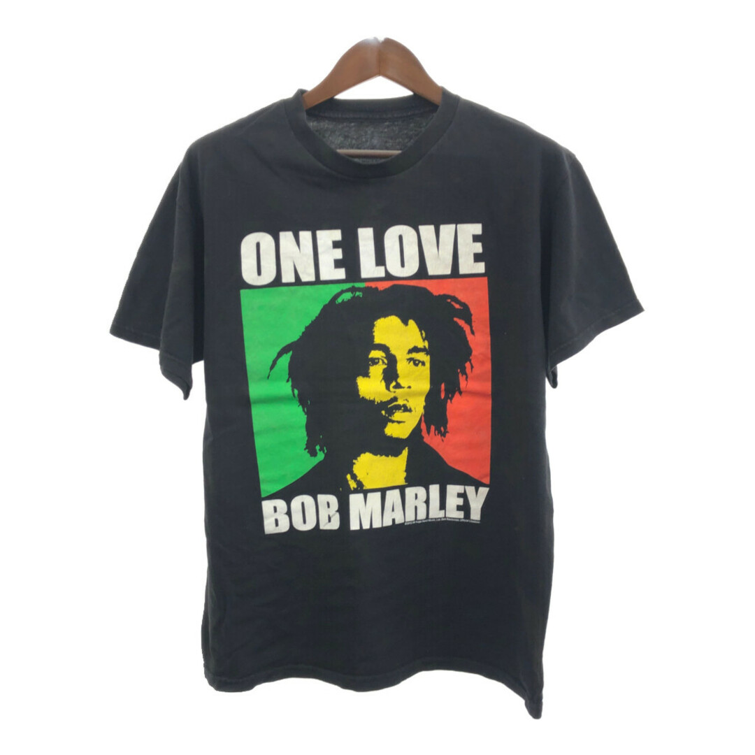 ZION BOB MARLEY ボブ・マーリー ONE LOVE 半袖Ｔシャツ レゲエ ブラック (メンズ L) 中古 古着 Q5760 メンズのトップス(Tシャツ/カットソー(半袖/袖なし))の商品写真