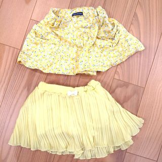 moujonjon・kids zoo 黄色 80ショートパンツ セット 花柄(パンツ)