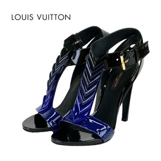 ルイヴィトン(LOUIS VUITTON)のルイヴィトン LOUIS VUITTON サンダル 靴 シューズ パテント ブラック ブルー グラデーション(サンダル)