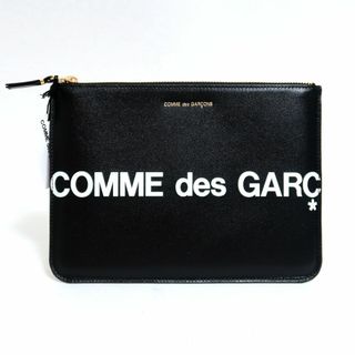 ウォレットコムデギャルソン(WALLET COMME des GARCONS)の新品 コムデギャルソン ウォレット ヒュージロゴ レザー ポーチ 黒(コインケース/小銭入れ)