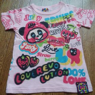 ラブレボリューション(LOVE REVOLUTION)のラブレボリューション　プリントＴシャツ　ピンク　120(Tシャツ/カットソー)