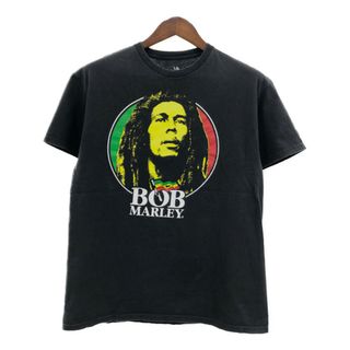 ZION ROOTS WEAR BOB MARLEY ボブ・マーリー 半袖Ｔシャツ レゲエ ブラック (メンズ L) 中古 古着 Q5762(Tシャツ/カットソー(半袖/袖なし))