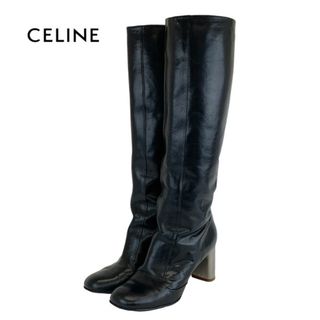 セリーヌ(celine)のセリーヌ CELINE ブーツ ロングブーツ 靴 シューズ レザー ブラック シルバー フィービー メタルヒール(ブーツ)