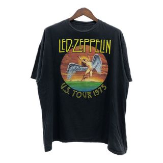 LED ZEPPELIN レッド・ツェッペリン ツアー 半袖Ｔシャツ 大きいサイズ バンドT ブラック (メンズ 2XL) 中古 古着 Q5763(Tシャツ/カットソー(半袖/袖なし))