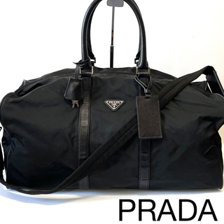 PRADA - 【良品】プラダ　ボストンバッグ　ナイロン×サフィアーノレザー　ストラップ付　黒