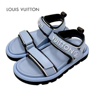 ルイヴィトン(LOUIS VUITTON)のルイヴィトン LOUIS VUITTON プールピローライン サンダル 靴 シューズ レザー ブルー ブラック ホワイト 未使用 ロゴ スポーツサンダル(サンダル)