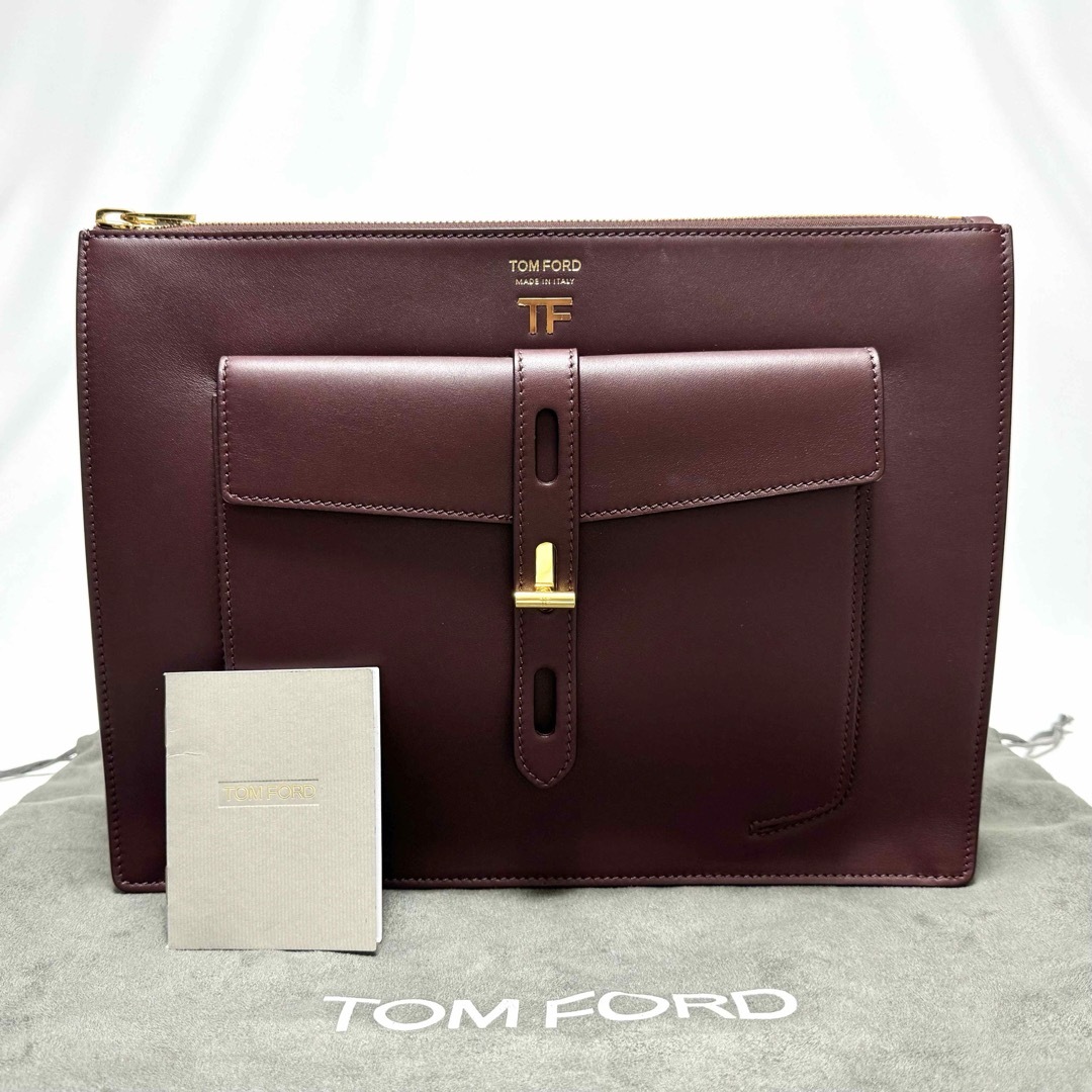 TOM FORD(トムフォード)のトムフォード ハリウッド レザー Tツイスト クラッチ バッグ TOM FORD メンズのバッグ(セカンドバッグ/クラッチバッグ)の商品写真