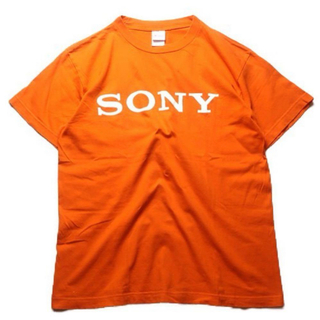 ビューティアンドユースユナイテッドアローズ(BEAUTY&YOUTH UNITED ARROWS)の最終価格　00s SONY 企業ロゴ プリント Tシャツ オレンジ ホワイト M(Tシャツ/カットソー(半袖/袖なし))