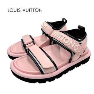 ルイヴィトン(LOUIS VUITTON)のルイヴィトン LOUIS VUITTON プールピローライン サンダル 靴 シューズ レザー ピンク ブラック ホワイト ロゴ スポーツサンダル(サンダル)