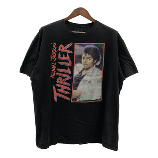 Michael Jackson マイケル・ジャクソン THRILLER スリラー 半袖Ｔシャツ ブラック (メンズ 2XL) 中古 古着 Q5773(Tシャツ/カットソー(半袖/袖なし))