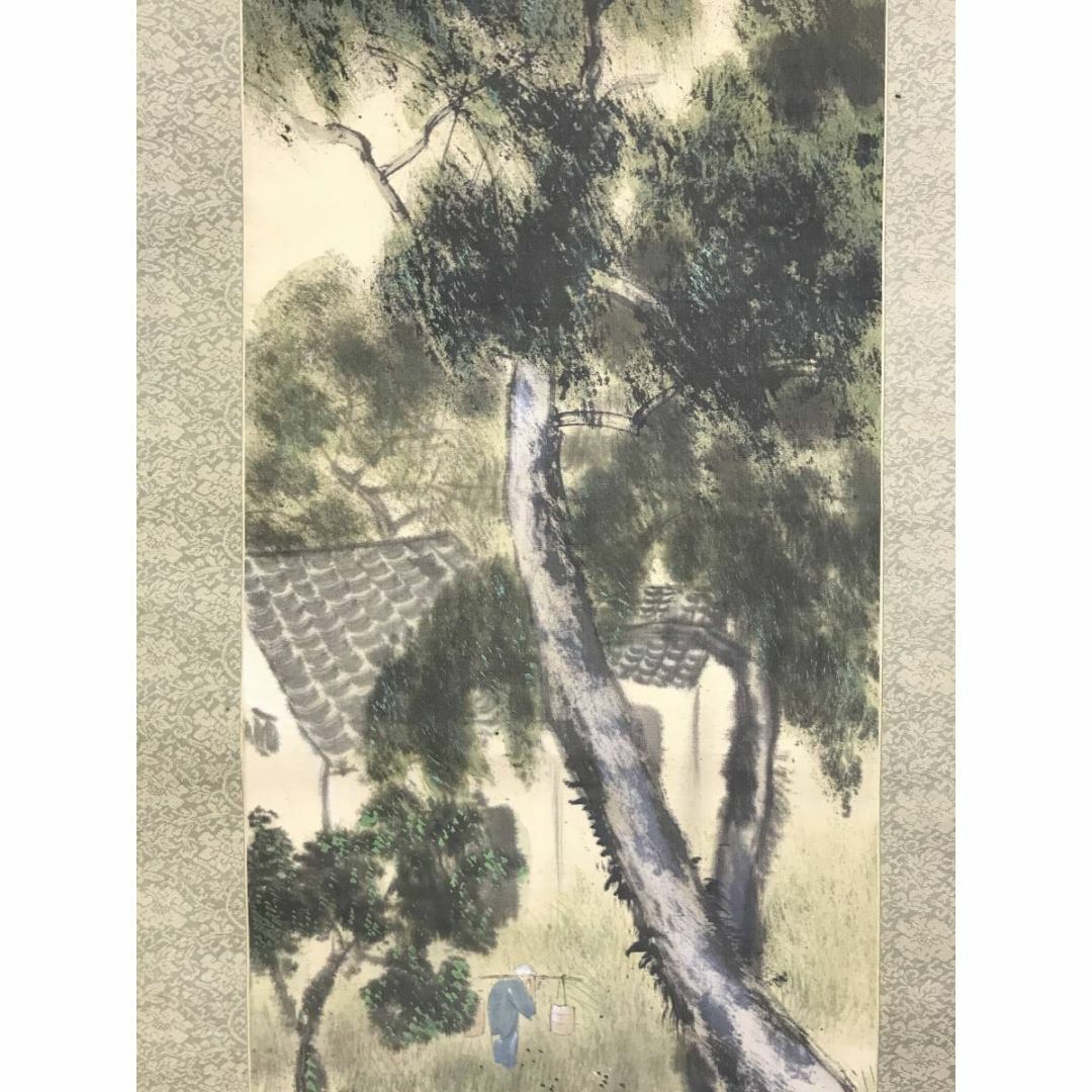 真作/竹霜/新緑田家図/山水図/掛軸☆宝船☆AD-399の通販 by 掛軸 真作/竹霜/新緑田家図/山水図/掛軸☆宝船☆AD-399の通販 by 掛軸