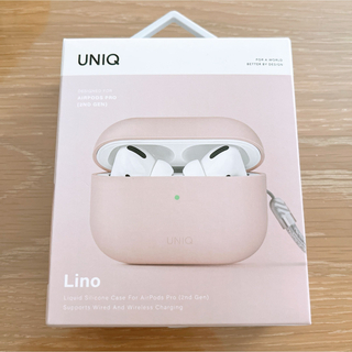 UNIQ AirPods Pro2 LINO ケース シリコン ピンク(ストラップ/イヤホンジャック)
