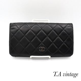 シャネル(CHANEL)の美品　シャネル　ラムスキン　マトラッセ　長財布　ブラック(財布)