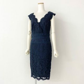 TADASHI SHOJI - 48e7 TADASHI SHOJI タダシショージ ドレスワンピース ノースリーブワンピース 総レースワンピース サイズ4 ネイビー レディース