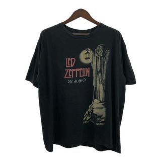 LED ZEPPELIN レッド・ツェッペリン 半袖Ｔシャツ 大きいサイズ バンドT ブラック (メンズ 2XL) 中古 古着 Q5779(Tシャツ/カットソー(半袖/袖なし))