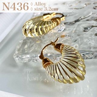 [N436/匿名配送/即購入可]クリアアクリルピアス ゴールド(ピアス)