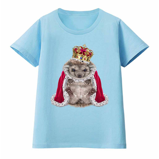 ハリネズミ 王様 キング 王子様 王冠 Tシャツ レディース メンズ キッズ(Tシャツ(半袖/袖なし))