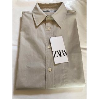 ZARA - ZARA ザラ コットンポプリン長袖シャツ/サンドカラー/S(M相当) 未使用品