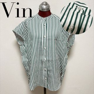 良品■Vin SCOT CLUB■パールボタンストライプ フレンチスリーブシャツ