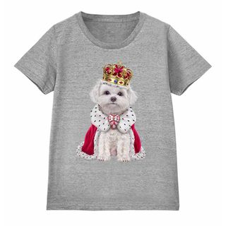 マルチーズ 犬 王様 キング 王子様 王冠 Tシャツ レディース メンズ キッズ(Tシャツ(半袖/袖なし))