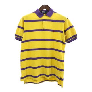 ポロラルフローレン(POLO RALPH LAUREN)の90年代 USA製 Polo by Ralph Lauren ポロ ラルフローレン ボーダー ポロシャツ イエロー (メンズ M) 中古 古着 Q5789(ポロシャツ)