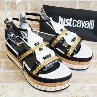 Just Cavalli - 未使用 ジャストカヴァリ ☆ レザーコンビ プラットフォーム サンダル 36