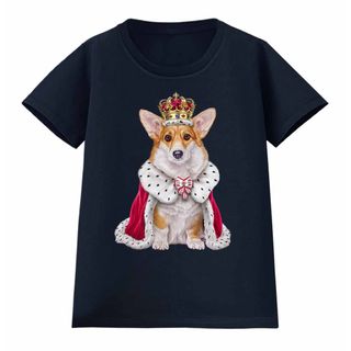 ウェルシュ コーギー 犬 王様 キング 王子様 王冠 Tシャツ レディース(Tシャツ(半袖/袖なし))