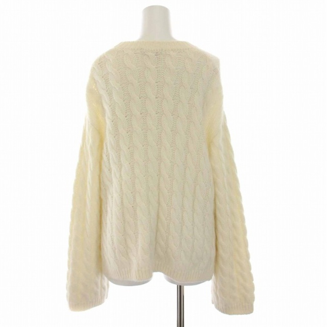 アルアバイル セーター ニット ケーブル編み クルーネック 長袖 2 M 白 レディースのトップス(ニット/セーター)の商品写真