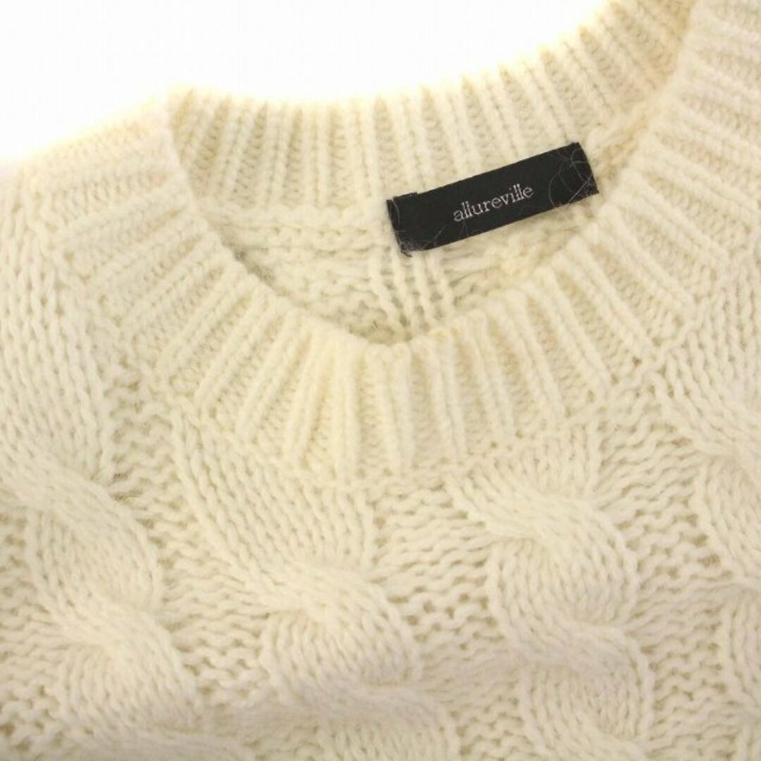 アルアバイル セーター ニット ケーブル編み クルーネック 長袖 2 M 白 レディースのトップス(ニット/セーター)の商品写真