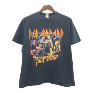 DEF LEPPARD デフ・レパード 半袖Ｔシャツ バンドT ブラック (メンズ XL) 中古 古着 Q5797(Tシャツ/カットソー(半袖/袖なし))