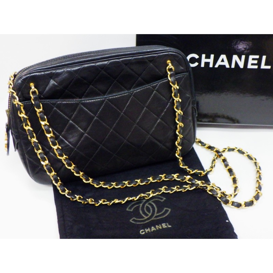 CHANEL(シャネル)のシャネル マトラッセ チェーンショルダーバッグ 肩掛け ブラック ラムスキン レディース CHANEL【中古】 レディースのバッグ(ショルダーバッグ)の商品写真