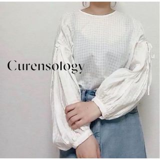 カレンソロジー(Curensology)の美品✨【Curensology】 袖ボリュームブラウス ミニチェック(シャツ/ブラウス(長袖/七分))