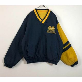 カレッジ刺繍ロゴ　ミシガン大学　裏起毛　プルオーバー　ナイロンジャケット(ナイロンジャケット)