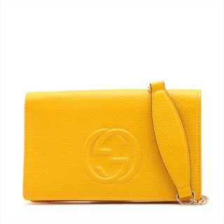 グッチ(Gucci)のグッチ  レザー  イエロー レディース ショルダーバッグ(ショルダーバッグ)