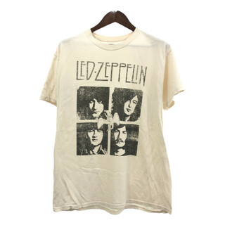 Led Zeppelin レッド・ツェペリン 半袖Ｔシャツ バンドT ベージュ (メンズ M/L) 中古 古着 Q5810(Tシャツ/カットソー(半袖/袖なし))
