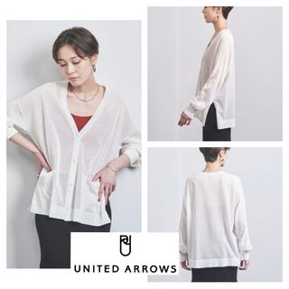 ユナイテッドアローズ(UNITED ARROWS)の良品■ユナイテッドアローズ■シアー ドロップショルダー ニット カーディガン(カーディガン)