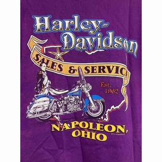 ハーレーダビッドソン(Harley Davidson)のハーレーダビッドソン ヘンリーネックTシャツ 両面プリント 紫  OHIO(Tシャツ/カットソー(半袖/袖なし))