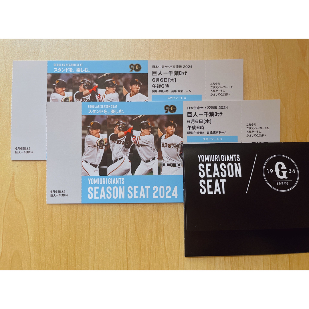 【6/6(木)】東京ドーム シーズンシート ペアチケット チケットのスポーツ(野球)の商品写真