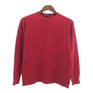 ポロラルフローレン(POLO RALPH LAUREN)のPolo by Ralph Lauren ポロ ラルフローレン SLEEPWEAR 長袖Ｔシャツ ワンポイントロゴ レッド (メンズ M) 中古 古着 Q5801(Tシャツ/カットソー(七分/長袖))