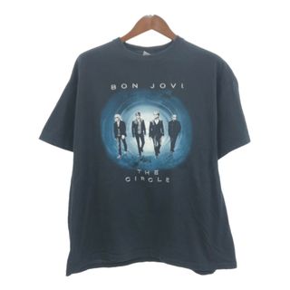 BON JOVI ボンジョヴィ 半袖Ｔシャツ バンドT ブラック (メンズ XL) 中古 古着 Q5802(Tシャツ/カットソー(半袖/袖なし))