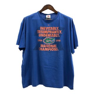 ナイキ(NIKE)の00年代 NIKE ナイキ フロリダ・ゲイターズ 半袖Ｔシャツ カレッジ アメフト ブルー (メンズ XL) 中古 古着 Q5821(Tシャツ/カットソー(半袖/袖なし))