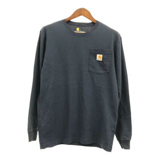 カーハート(carhartt)のCarhartt カーハート ポケット 長袖Ｔシャツ ネイビー (メンズ S) 中古 古着 Q5823(Tシャツ/カットソー(七分/長袖))