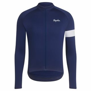 新品 Rapha メンズ コア ロングスリーブ ジャージ ネイビー/ホワイト(ウエア)